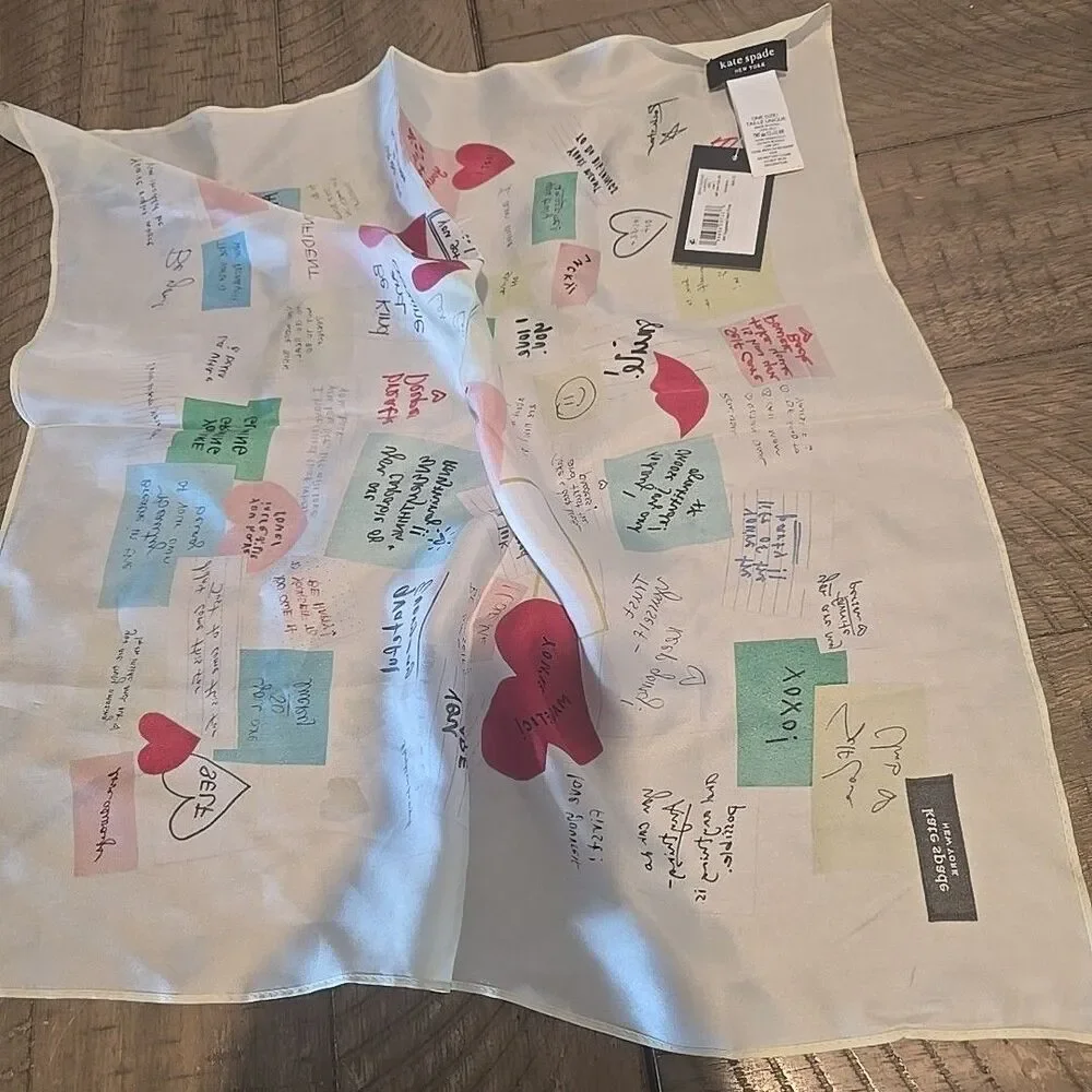 NWT Kate Spade Self Love Club Bandana Silk Scarf Neckerchief Multi